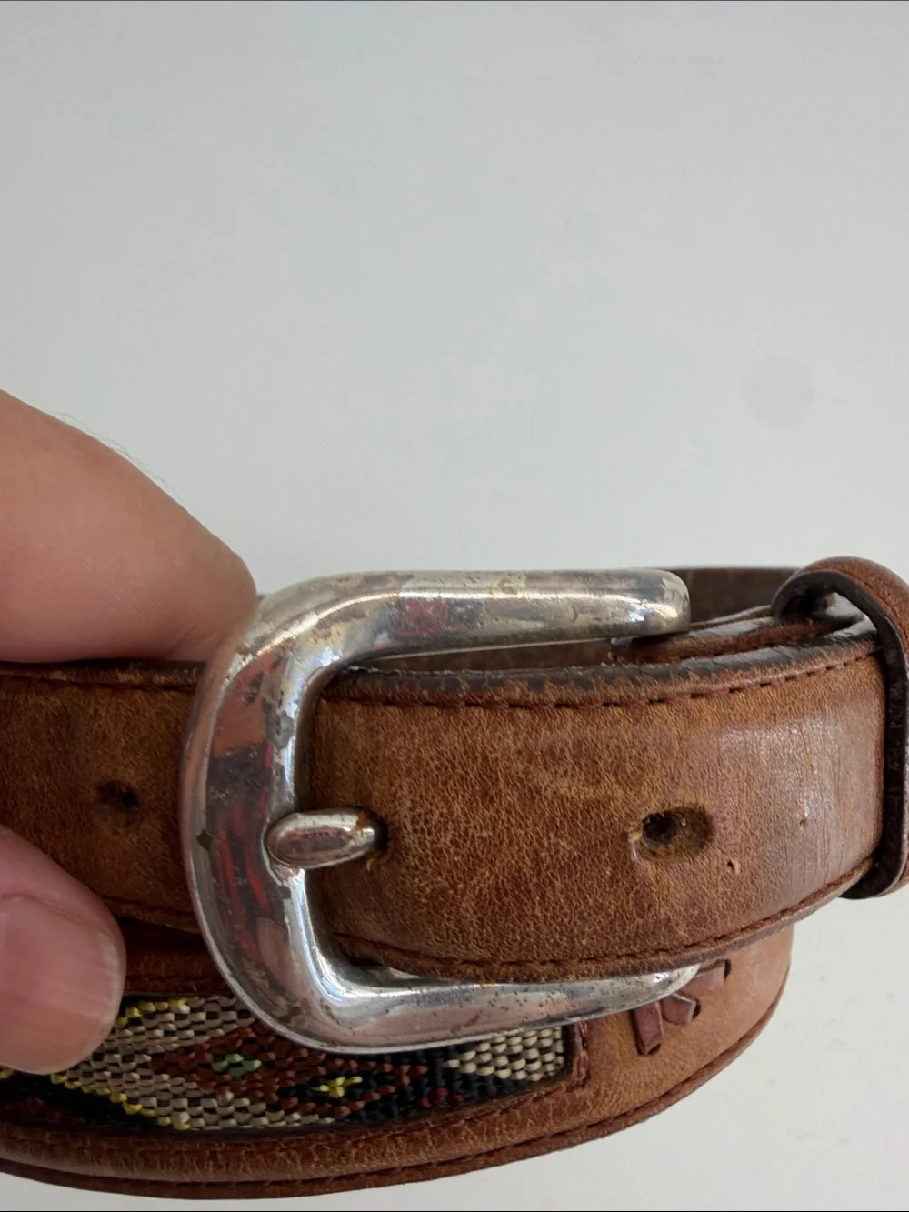 Vintage Orvis leather southwestern American Indian inspired belt sz 32